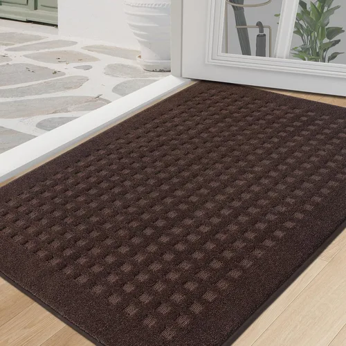 Miniatura 18 de BEQHAUSE Tapetes para puerta de 20 x 32 pulgadas, tapete antideslizante de punto gofre, de perfil bajo, resistente a la suciedad y absorbente, Beige