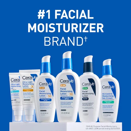 Miniatura 8 de CeraVe AM Loción hidratante facial con SPF 30, hidratante facial sin aceite con SPF, formulado con ácido hialurónico, niacinamida y ceramidas,