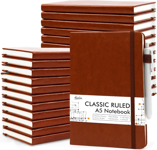 Miniatura 21 de Feela - Paquete de 24 cuadernos en blanco para el trabajo, cuaderno de negocios de tapa dura con líneas para escritura y soporte para bolígrafos