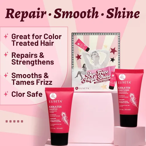 Miniatura 2 de Luseta - Juego de champú y acondicionador de viaje de queratina para cabello seco, dañado o tratado con color, suavizar e hidratar, mini kit