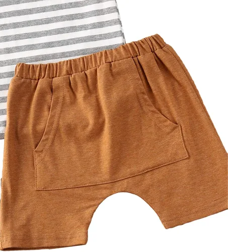 Miniatura 60 de fhutpw Conjunto de 2 piezas de ropa de verano para bebés, camiseta de manga corta, cintura elástica, pantalones cortos para niños pequeños