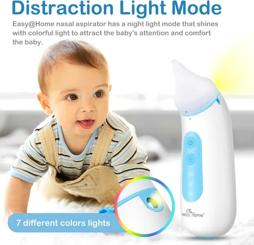 Miniatura 6 de Easy@Home Aspirador nasal eléctrico para bebé con luz nocturna LED, 3 niveles de succión ajustables y recargable por USB - ENA102