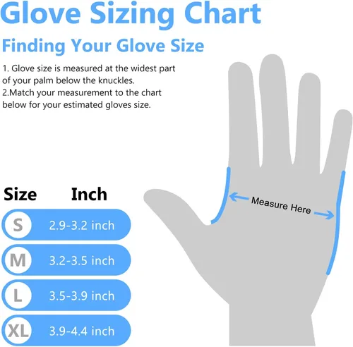Miniatura 6 de squish Guantes desechables, color azul, de vinilo Synmax, guantes de examen no estériles, sin polvo, sin látex, suministros de limpieza, seguros