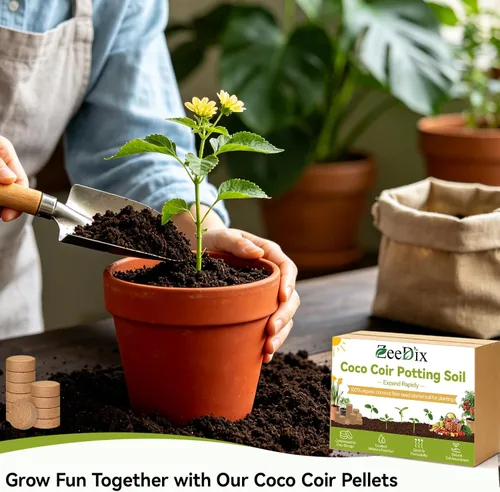 Miniatura 7 de ZeeDix Paquete de 50 pellets de iniciación de semillas de coco orgánico de 1.181 in, discos de tierra de fibra de coco comprimido, mezcla de tierra