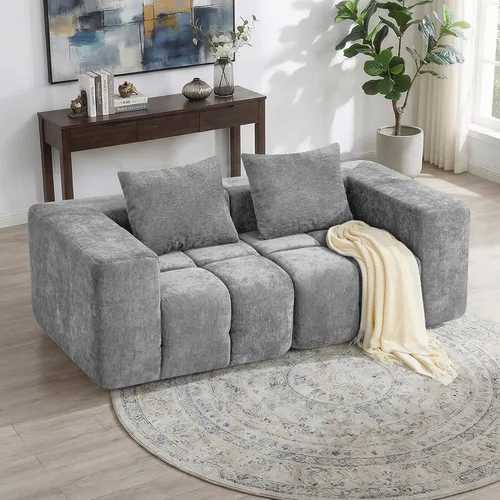 Sofá biplaza modular sin huesos de 78.7 pulgadas, sofá de nube copetudo con asiento profundo, sofá de felpilla para sala de estar, sofá comprimido,