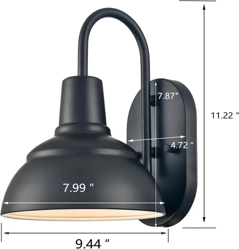 Miniatura 5 de Moose Lámpara de porche al aire libre, cuello de cisne, luz de granero para exteriores, luz negra para patio exterior para garaje porche