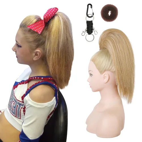 Miniatura 18 de SEIKEA Pieza de Cabello de Cola de Caballo para Porristas, 10" Lisa Resistente a los Enredos Suave Rubio Natural Extensión de Cola de Caballo