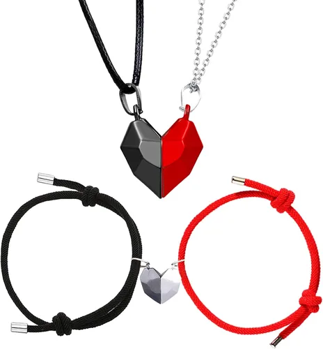 Long tiantian Juego de 6 collares Yin Yang a juego para parejas, collar Ying Yang para 2 pulseras a juego para mejores amigos, pulseras de relación