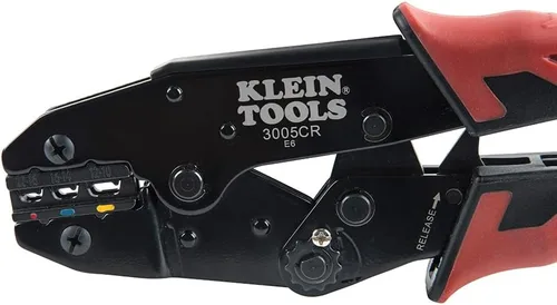 Miniatura 8 de Klein Tools 80013 Pelacables / Crimpadora de trinquete, kit de herramientas de crimpado eléctrico con pelacables automático y crimpadora