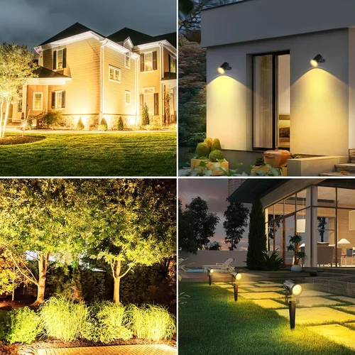 Miniatura 7 de T-SUNUS - Foco solar para jardín al aire libre, 4 en 1, luces solares IP65, impermeable, cable de 9.8 pies, panel solar separado de 5 W, Amarillo