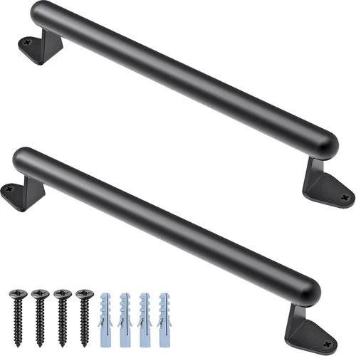 Miniatura 10 de SELEWARE Manija de puerta de granero, mango de puerta de metal resistente de 12 pulgadas para puerta corrediza de garaje de granero, barra