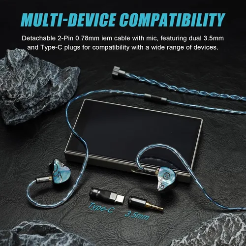 Miniatura 7 de HiFiGo Juzear Defiant Gamefidelity Edition Gaming IEMs, auriculares híbridos con cable 1DD+3BA, monitores intrauditivos con aislamiento de ruido