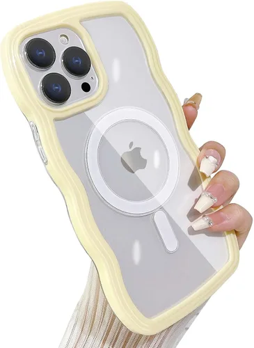 Miniatura 15 de Yeddabox Magsafe - Funda compatible con iPhone 13, diseño de ondas, lindo marco de colores de caramelo con ondas de agua, a prueba de golpes
