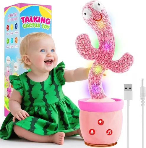 Miniatura 7 de Juguete recargable de cactus parlante que baila que imita la espalda, juguete de bebé de cactus cantante, juguetes educativos para bebés de 18 meses