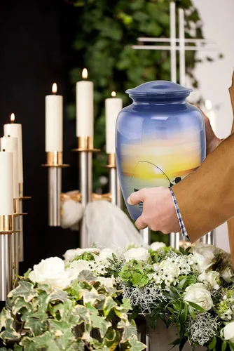 Miniatura 8 de Urna de pesca – Urna de cremación de pesca de tamaño completo – Urnas para adultos para hombres y mujeres – Urnas funerarias y conmemorativas