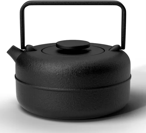 Miniatura 25 de Toptier - Tetera de hierro fundido, hervidor de té seguro para estufa japonés de hierro fundido, tetera de diseño de diamante con infusor removible