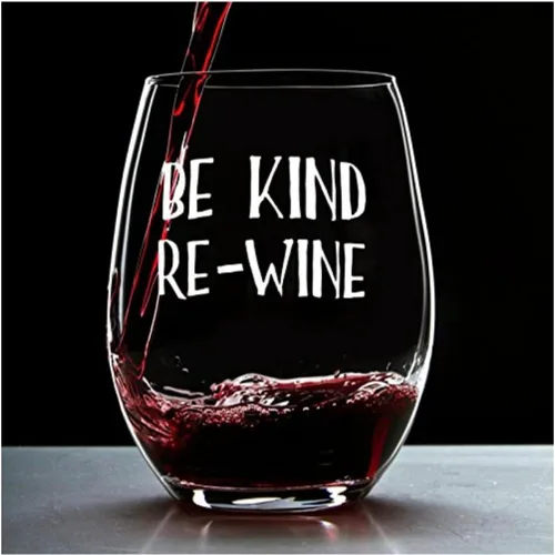Miniatura 9 de Lushy Wino Be Kind, Re-Wine - Lindo, novedoso, grabado al agua, copa de vino de 16 onzas sin tallo con frases divertidas en caja de regalo