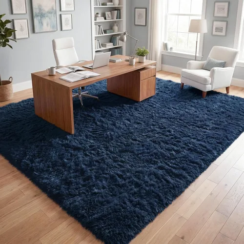 Miniatura 6 de DweIke Alfombras esponjosas de color azul marino para dormitorio, sala de estar, 3 x 5 pies, suave, felpa shaggy, color azul oscuro, para niñas