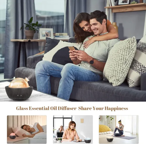 Miniatura 3 de Difusores de Aceite Esencial de Vidrio, Difusor de Aromaterapia de 280 ml para Aceites Esenciales de Habitación Grande, Humidificador de Niebla Fría