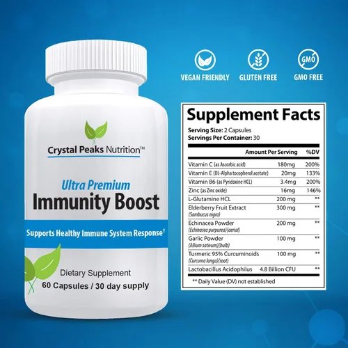 Miniatura 2 de Cápsulas de apoyo inmunológico con saúco, vitamina C, equinácea, ajo, zinc, cúrcuma y más para hombres y mujeres adultos, vitaminas de apoyo