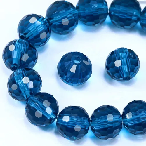 Miniatura 21 de Dowarm 150 PIEZAS Cuentas de cristal de vidrio redondas de 6 mm para hacer joyas, cuentas facetadas de cristal rondelle espaciadoras de color azul