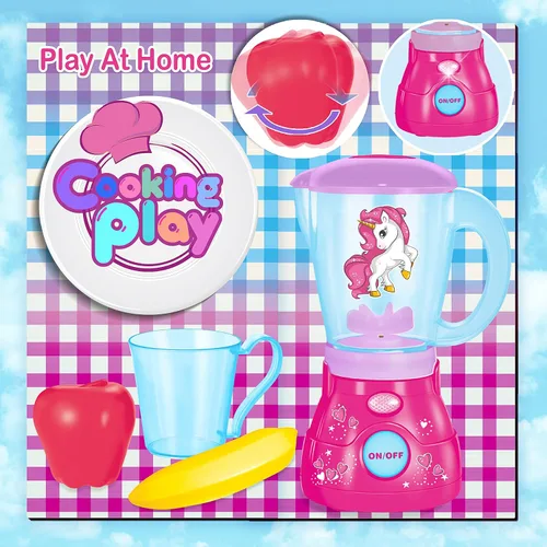 Miniatura 3 de Toy Chef Electrodomésticos de cocina Play – Licuadora premium para niños – Accesorios de cocina rosa con temática de unicornio – Regalo genial