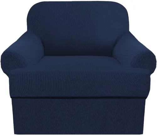 Miniatura 33 de Juego de fundas para sillas con cojines en T de 2 piezas, funda de sofá elástica para sillones y sillas con cojines en T