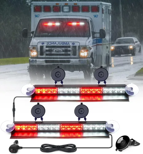 Miniatura 15 de Xprite Luces Estroboscópicas de Emergencia Ámbar para Tablero, Luz Intermitente Interior del Parabrisas con Ventosas para Camiones de Construcción