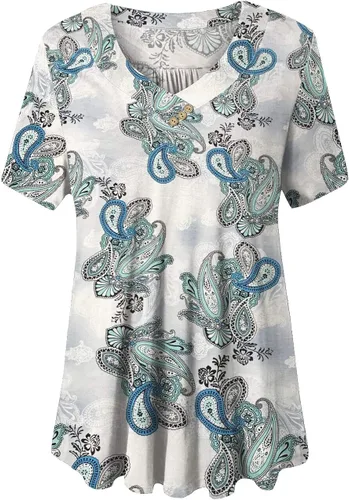 Blusas de manga corta U.Vomade para mujer, diseños tipo túnica, holgados y de verano, en tallas extragrandes M a 4X.