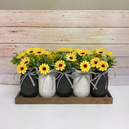 Miniatura 7 de 8 paquetes de girasoles artificiales de seda, mini girasoles de seda, flores amarillas falsas, margaritas gerberas, flores para interiores