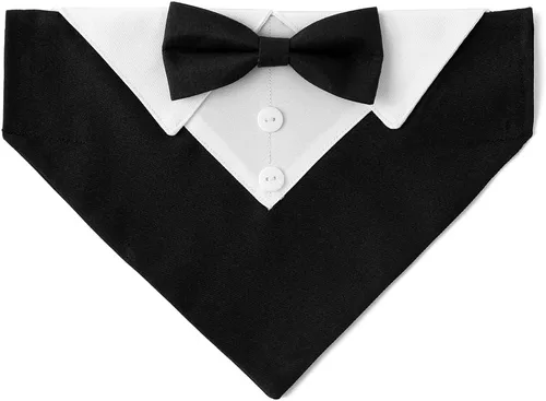 Miniatura 4 de Collar de perro de esmoquin para boda, compromiso y cumpleaños, collar bandana formal para perro disfraz con corbata de moño y hebilla ajustable