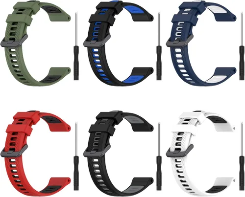 Correa de repuesto compatible con Garmin Forerunner 965/955/945/935, Garmin Fenix 5/Fenix 6 GPS Smart Watch, correa de reloj de silicona ajustable 6