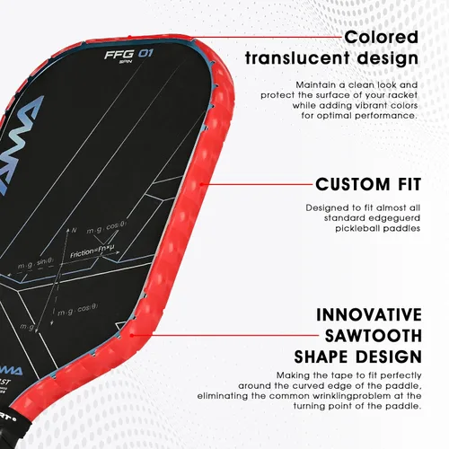 Miniatura 12 de PICKLETECH Cinta de protección de pala de pickleball – Protector de borde de cabeza de paleta – Cinta de protección de borde de raqueta ajuste gris