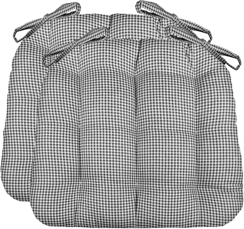 Miniatura 11 de Barnett Home Decor Ticking Stripe Berlin Blue - Almohadilla para silla de comedor con lazos, tamaño mediano 18, relleno de espuma de látex, lavable
