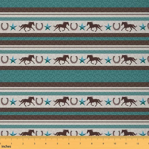 Jejeloiu Tela de caballo por The Yard, tela de tapicería de estilo bohemio para sillas, patrón de herradura, líneas de tira geométrica, tela
