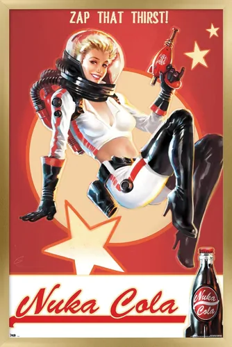Miniatura 15 de Fallout 4 - Póster de pared de Nuka Cola - Zap That Thirst!, 22.4 pulgadas de largo x 14.7 pulgadas de ancho, versión enmarcada de madera de granero