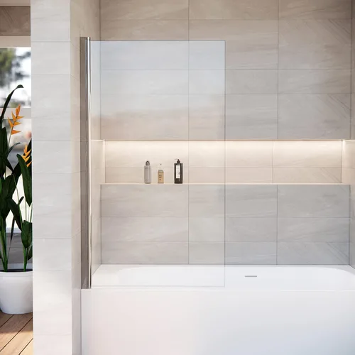 Puerta de ducha con columpio para bañera, 30 pulgadas de ancho x 55 pulgadas de alto, puerta de baño con sello inferior, puerta de vidrio plegable y