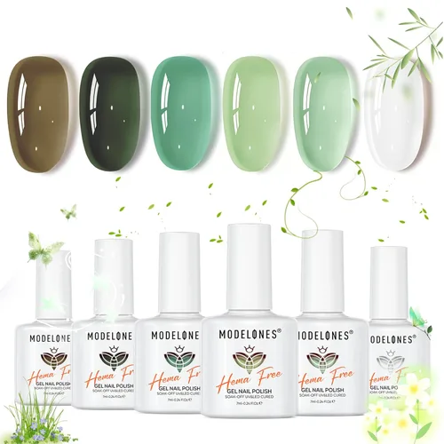 Miniatura 27 de modelones Juego de esmaltes de uñas de gel con purpurina, sin hema, 6 colores, Chameleon Aurora Shimmer Glitter Kit de esmalte de gel azul, verde