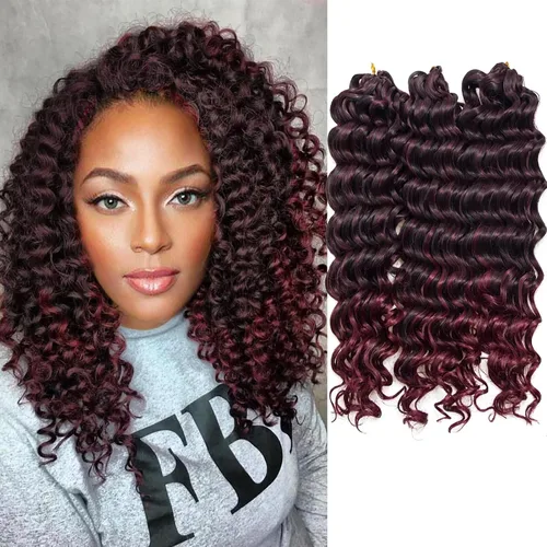 Miniatura 21 de GoGo Curl Crochet Hair 18 pulgadas onda de agua pelo sintético bohemio ganchillo trenzado jengibre onda profunda extensiones de cabello trenzado