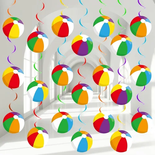 Miniatura 15 de 60 piezas de decoración de remolinos de papel de aluminio para fiesta de tenis, pancartas colgantes de techo con pelota de tenis, decoración