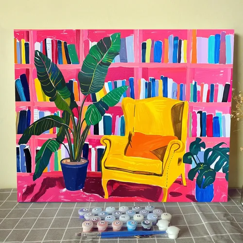 Miniatura 16 de Aihonmin Estantería 6 Pack Pintar por Números para Adultos Libros Pintura DIY sobre Lienzo con Pinceles Pigmento Manualidades DIY Pintura Acrílica