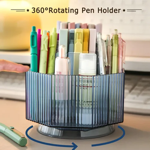 Miniatura 2 de LINFIDITE Organizador de maquillaje giratorio de 360° con soporte, caja de exhibición de cosméticos transparente, organizador de brochas