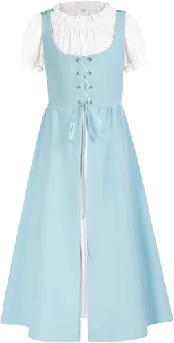 Scarlet Darkness Vestido renacentista para niñas, disfraz de princesa medieval de dos piezas, 7-14 años