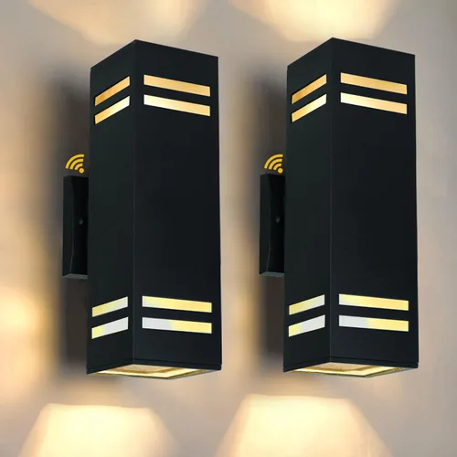 Miniatura 10 de iYogaled Lámpara de pared para exteriores del anochecer al amanecer, con certificación ETL, diseño cuadrado de aluminio impermeable para montaje
