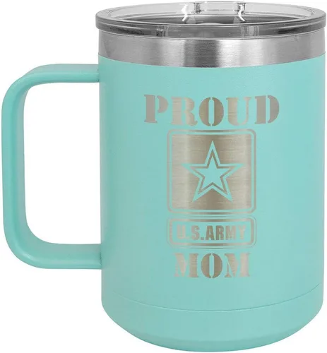 Miniatura 17 de PROUD ARMY MOM BLACK Taza de café de 15 oz con tapa deslizante Taza de café de viaje aislada Ideas de regalos del día de la madre de hijo o hija