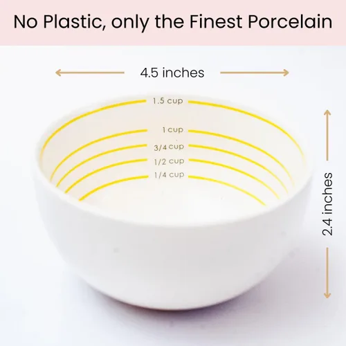 Miniatura 6 de Uba Cuenco de control de porciones (PORCELANA) para medir, dieta bariátrica, diabetes y alimentación saludable