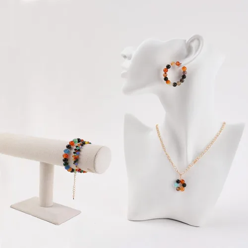 Miniatura 2 de 98 cuentas de piedra natural coloridas para la fabricación de joyas, cuentas redondas de ágata de piedras preciosas sueltas para pulseras, collares