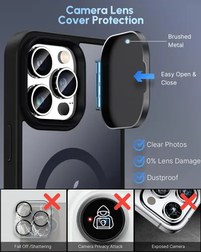 Miniatura 3 de Silverback Funda para iPhone 14 Pro Max con funda para cámara, compatible con MagSafe, con soporte integrado, funda magnética translúcida mate a