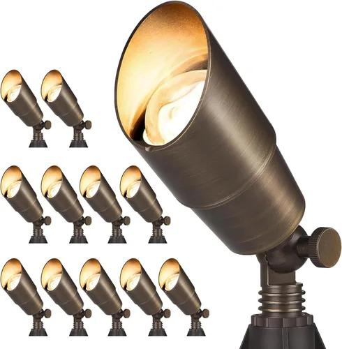 Miniatura 11 de Gardencoin Foco de latón macizo para exteriores, luz LED de bajo voltaje de 12 V, resistente al agua para jardín y patio, lámpara de iluminación