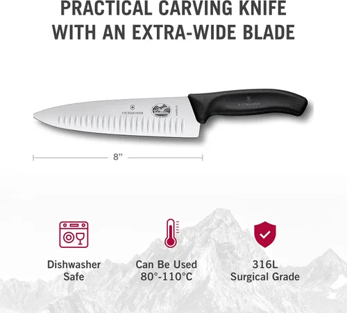 Miniatura 4 de Victorinox Swiss Classic - Cuchillo de chef de 8 pulgadas con borde Granton